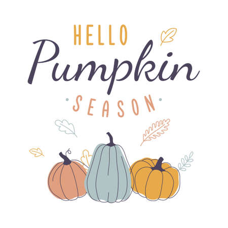 Fall print with pumpkins. Cute autumn seamless background. Thanksgiving time template.のイラスト素材