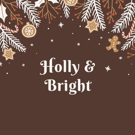 Set of Christmas decorative composition in scandinavian style. Vector templates for greeting cards, invitations, posters. Winter season holidays design.のイラスト素材