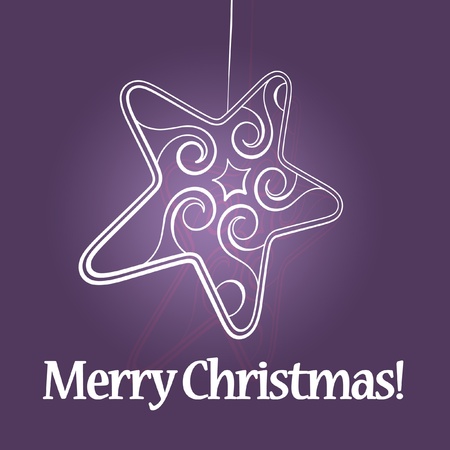 White christmas star on purple backgroundの写真素材