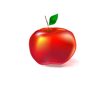 beautiful red apple with a shadow on a white backgroundのイラスト素材