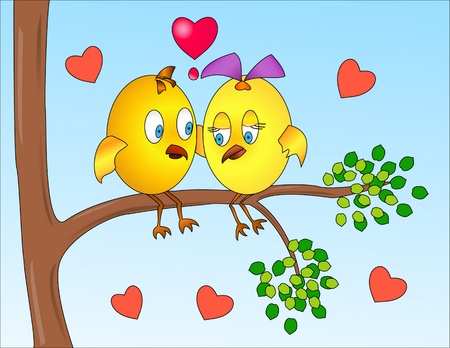 malenykie two birds of a dereve fonet serdechekの写真素材