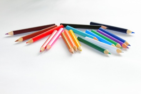 colored pencils on white backgroundの写真素材