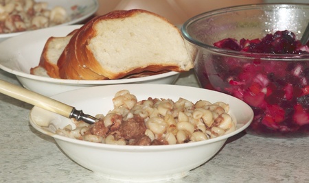  food on the table, bread, salad, tasty foodの写真素材