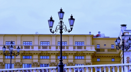 lantern on the background of the buildingの写真素材