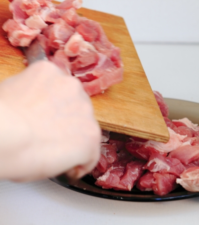 cook,  cut meatの写真素材