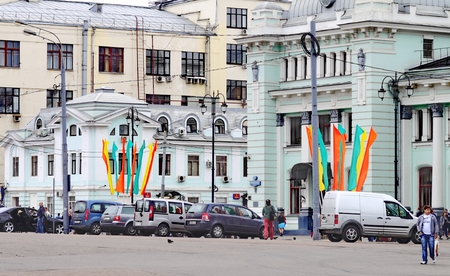 entrance of the Belarusian railway station, Moscowのeditorial素材