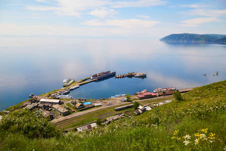 Aerial view of the port of Baikal. Lake Baikal in summer.の写真素材