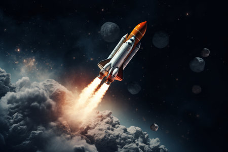 Rocket launch into outer space.の素材