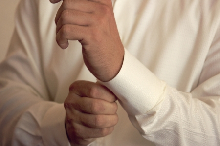 Close-up of elegance man hands with ring