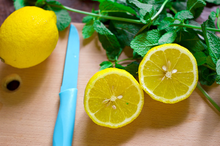 Lemon with mintの写真素材