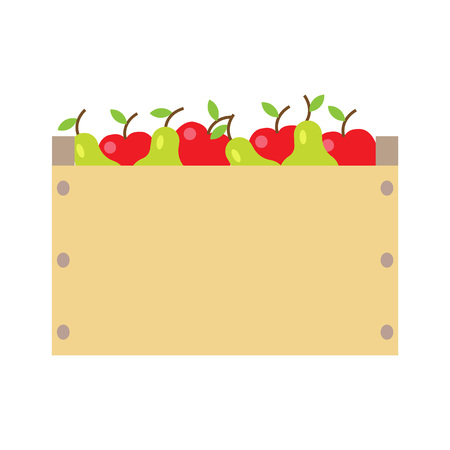 Fruits crate. Wooden boxes containing vegetables Isolated.のイラスト素材