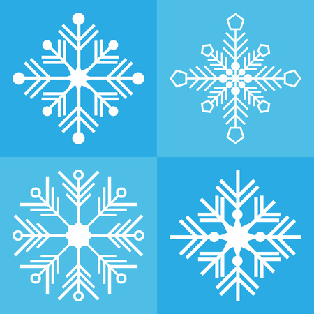Set of snowflake icon blue  backgroundのイラスト素材