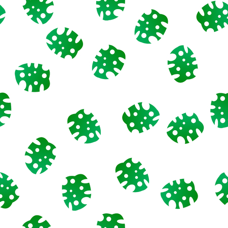 Vector illustration. Seamless pattern of green monster leaves randomlyのイラスト素材