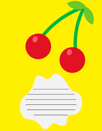 Vector illustration. Cover for a school notebook with a place for text. With a picture of a cherryのイラスト素材