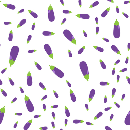 Vector illustration. Seamless pattern. Vegetable set Violet Eggplantのイラスト素材