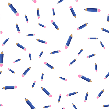 Vector illustration. Seamless pattern of colored pencils randomlyのイラスト素材
