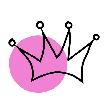 Vector illustration. Hand drawn pink crown on a white backgroundのイラスト素材