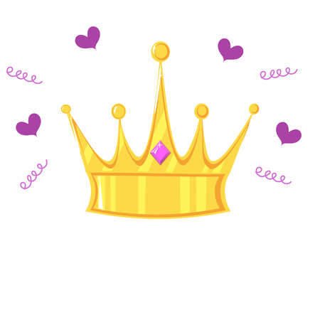 Vector illustration. Gold crown with precious stone on white backgroundのイラスト素材