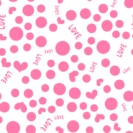 Vector illustration. Seamless pattern. Pink Hearts and Love Letter White Backgroundのイラスト素材