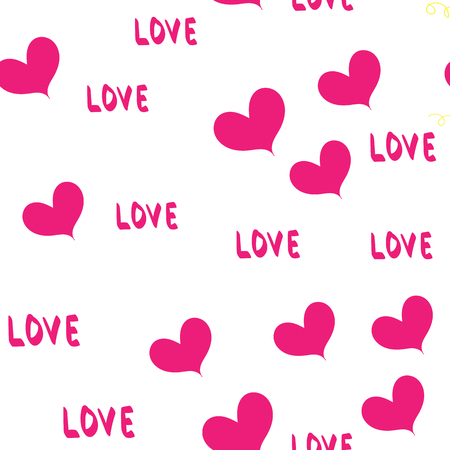 Vector illustration. Seamless pattern. Pink Hearts and Love Letter White Backgroundのイラスト素材