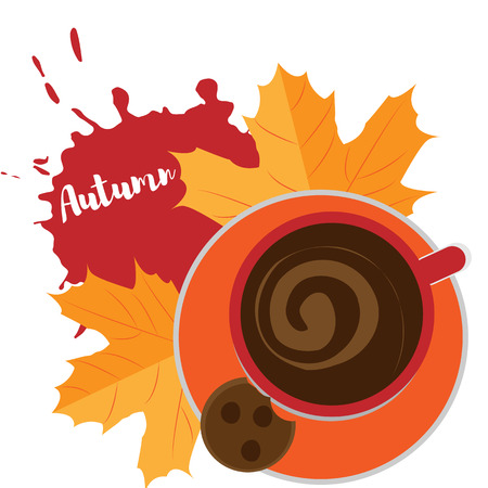 Vector illustration. Cup with coffee top view on a white backgroundのイラスト素材