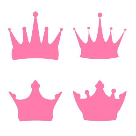 Vector illustration. Set of pink crowns on a white backgroundのイラスト素材