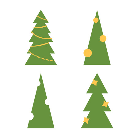 Set of four Christmas trees in the style of flatの写真素材