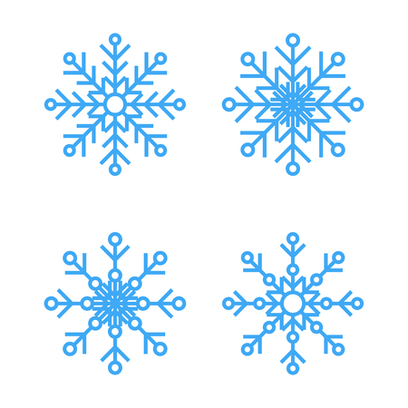vector illustration. Set of 4 Snowflakes thin line ftat designの写真素材