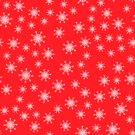 Vector illustration. Seamless pattern. White snowflakes on a red background. For wrapping paperのイラスト素材