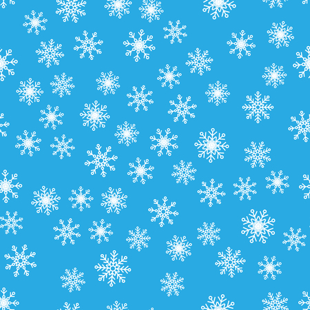 Vector illustration. Seamless pattern. White snowflakes on a blue background. For wrapping paperのイラスト素材
