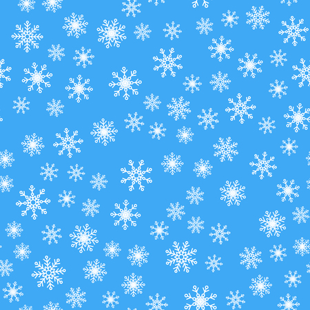 Vector illustration. Seamless pattern. White snowflakes on a blue background. For wrapping paperのイラスト素材
