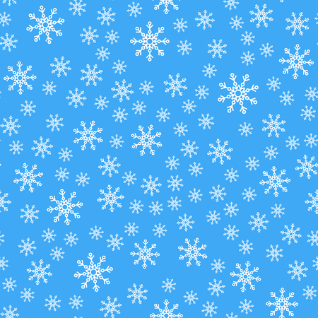 Vector illustration. Seamless pattern. White snowflakes on a blue background. For wrapping paperのイラスト素材