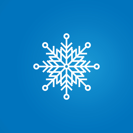 Vector illustration. White snowflake on a blue gradient background. Flat styleのイラスト素材