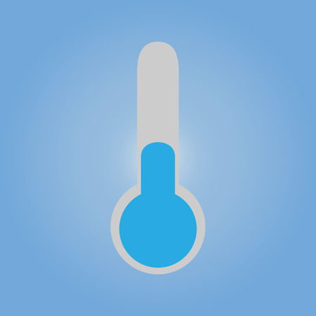 Vector illustration. Thermometer icon. Coldly. Flat style on a blue backgroundのイラスト素材