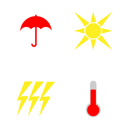 Vector illustration. Set of weather multicolored icons. Flat styleのイラスト素材