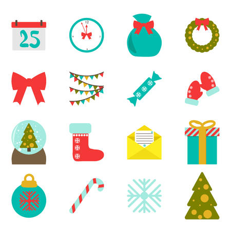Vector. Set of christmas illustrations. Flat styleのイラスト素材