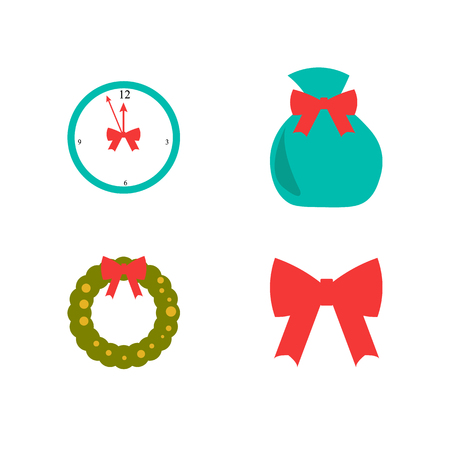 Vector illustration. Set of christmas illustrations. Flat styleのイラスト素材