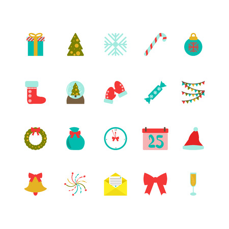 Vector. Set of christmas illustrations. Flat styleのイラスト素材
