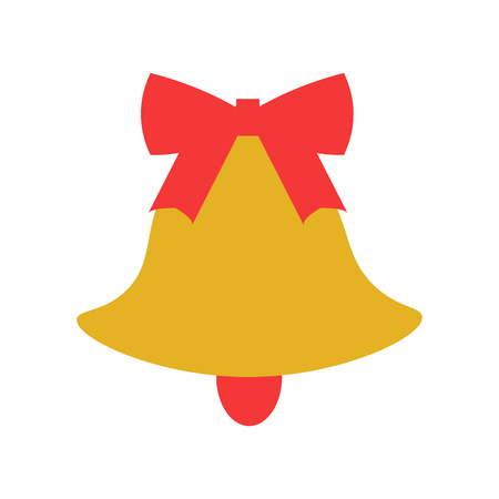 Vector illustration. Christmas festive golden bell. Flat styleのイラスト素材
