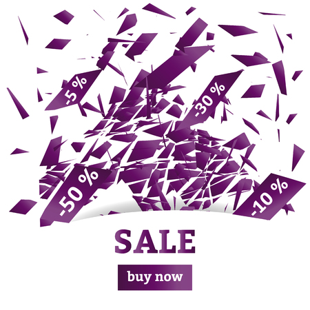 The concept of sales. Discounts. Abstract particles scatter after the explosionのイラスト素材