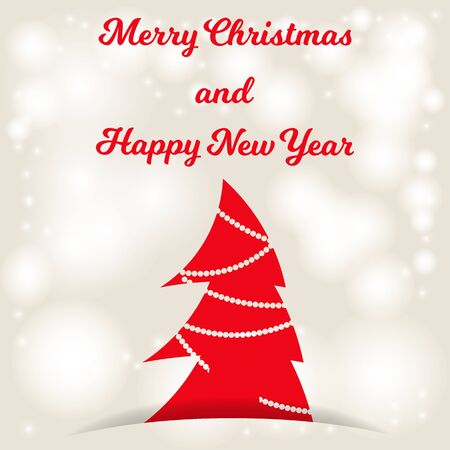 Vector illustration. Beige background with bokeh and lights for festive greeting cards. Merry Christmas and Happy New Yearのイラスト素材