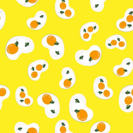 Scrambled eggs for breakfast. Seamless pattern. Design for packaging, fabric, paperのイラスト素材