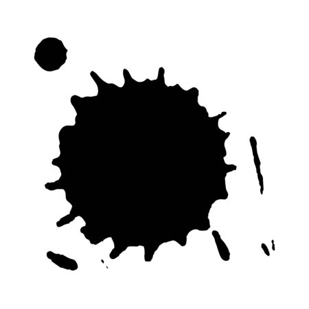 Ink black blot. Abstract stain. Isolate on a white background.のイラスト素材