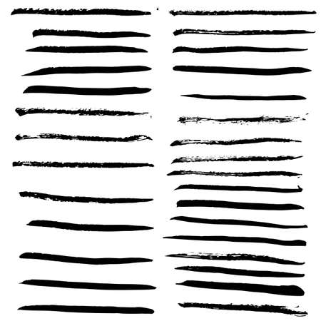 Ink black grunge stripes set. Vector illustrationのイラスト素材
