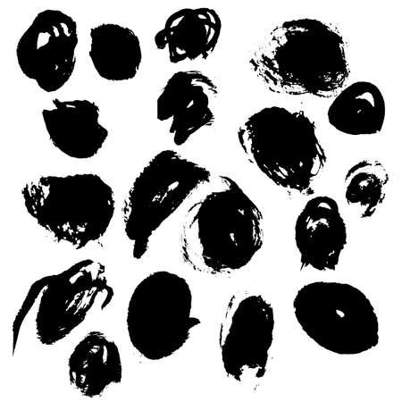 Ink black blot set. Abstract stain. Isolate on a white backgroundのイラスト素材