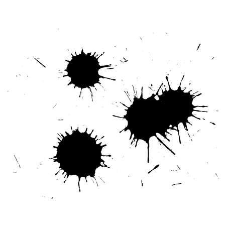 Ink black blot set. Abstract stain. Isolate on a white backgroundのイラスト素材