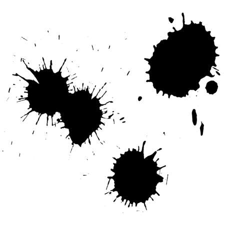 Ink black blot set. Abstract stain. Isolate on a white backgroundのイラスト素材