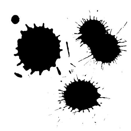 Ink black blot set. Abstract stain. Isolate on a white backgroundのイラスト素材