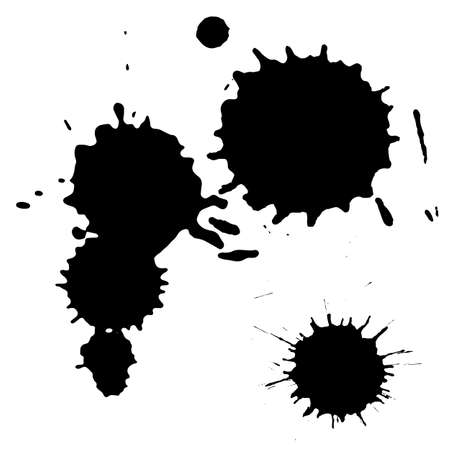 Ink black blot set. Abstract stain. Isolate on a white backgroundのイラスト素材
