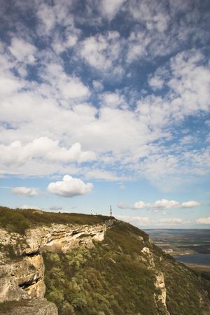 landscape of cloudy sky and mountainの写真素材